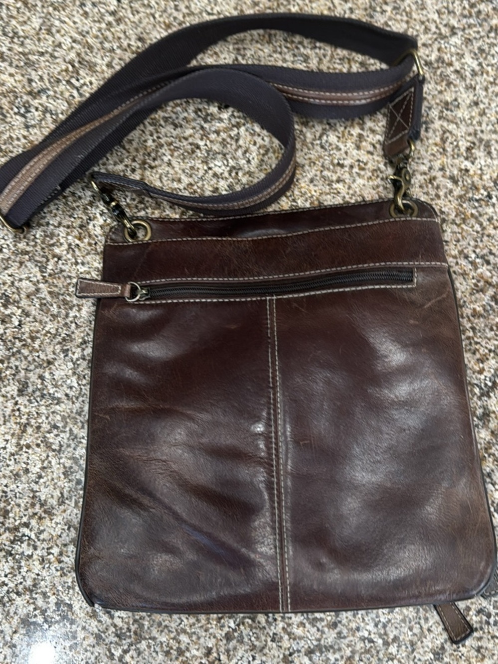 Women's Dark Brown Leather Crossbody Bag with Adjustable Strap